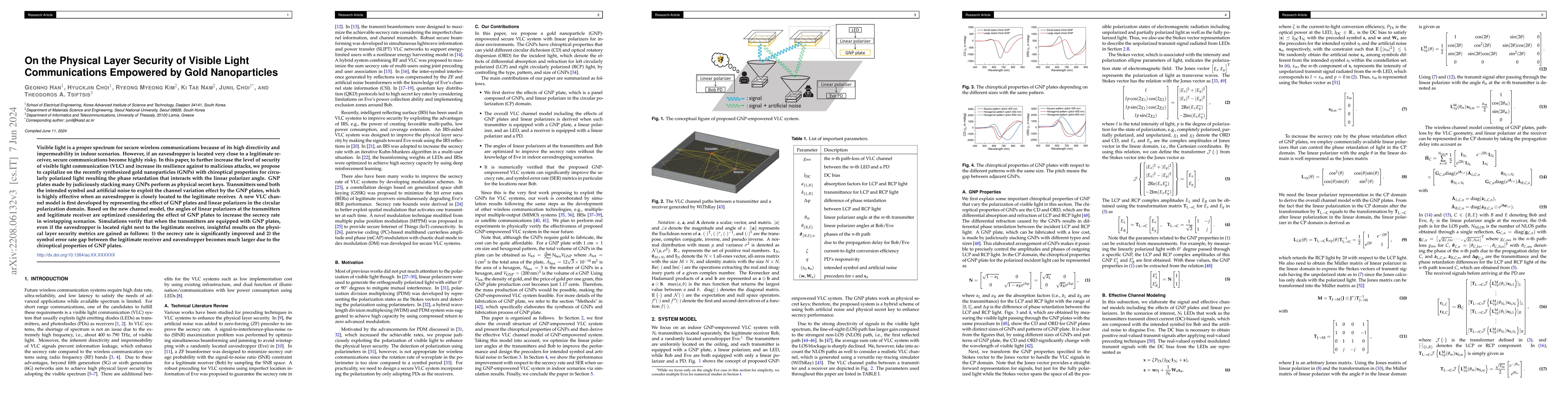 Thumbnail for On the Physical Layer Security of Visible Light Communications Empowered
  by Gold Nanoparticles