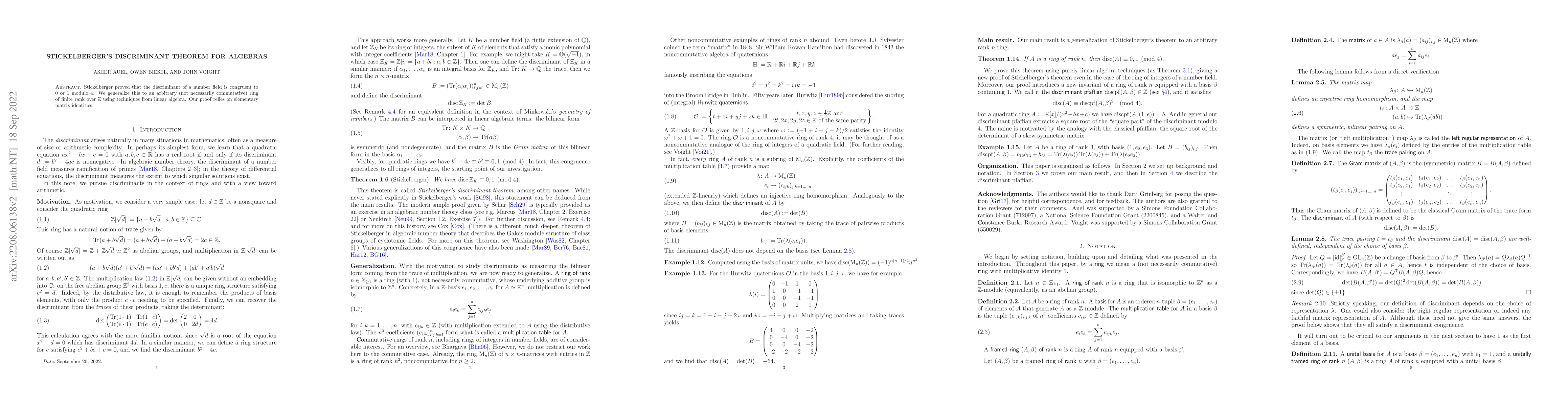 Thumbnail for Stickelberger's discriminant theorem for algebras