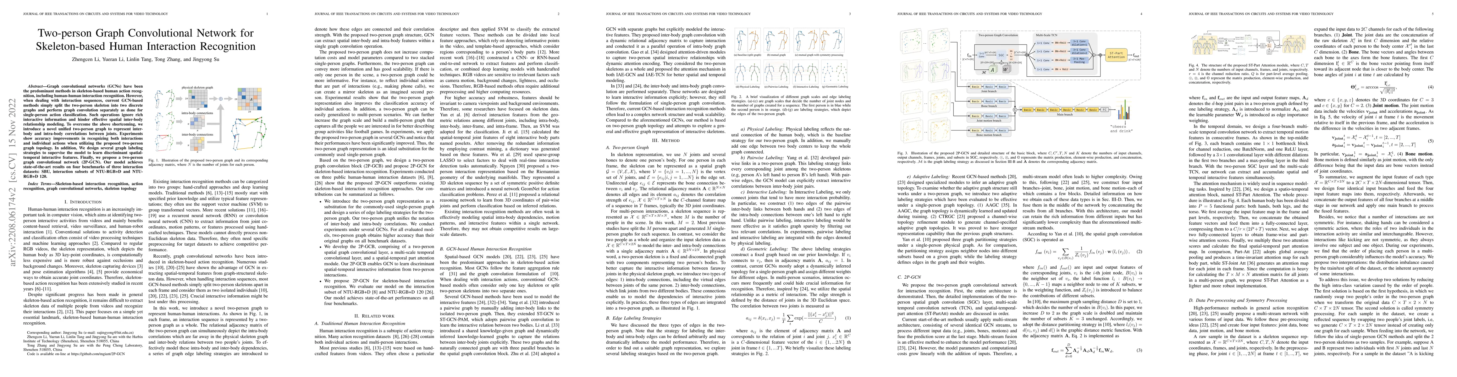 Thumbnail for Two-person Graph Convolutional Network for Skeleton-based Human
  Interaction Recognition