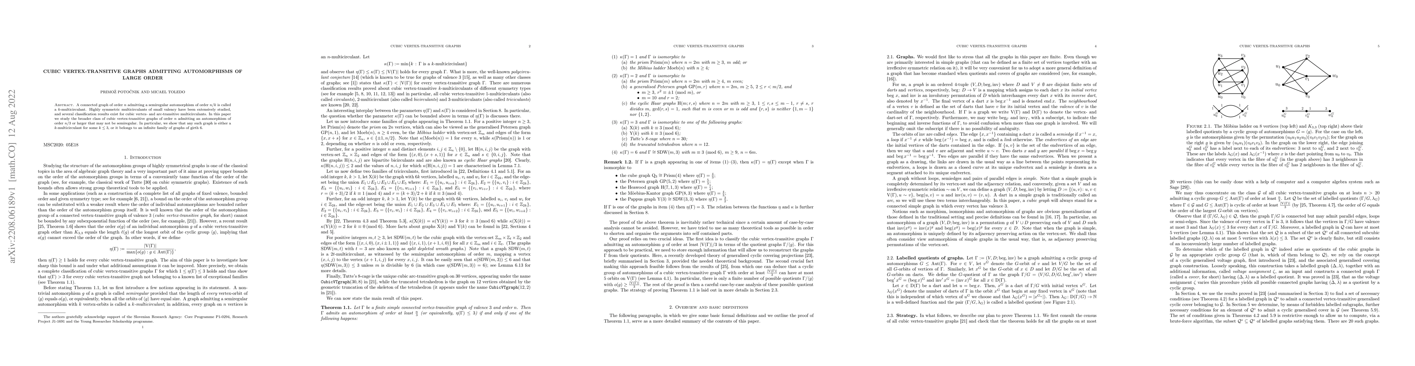 Thumbnail for Cubic vertex-transitive graphs admitting automorphisms of large order