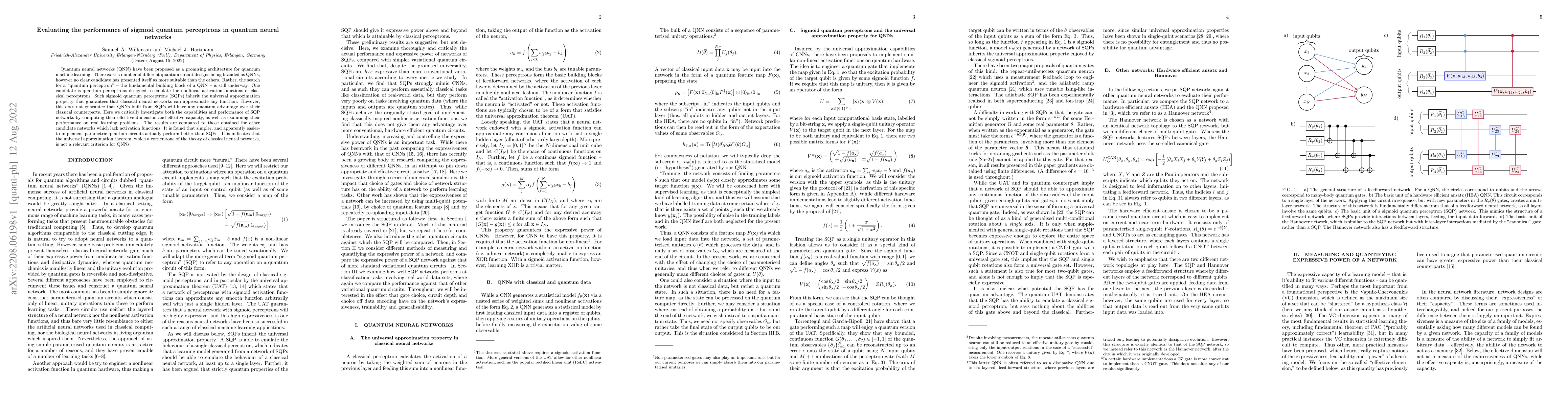 Thumbnail for Evaluating the performance of sigmoid quantum perceptrons in quantum
  neural networks