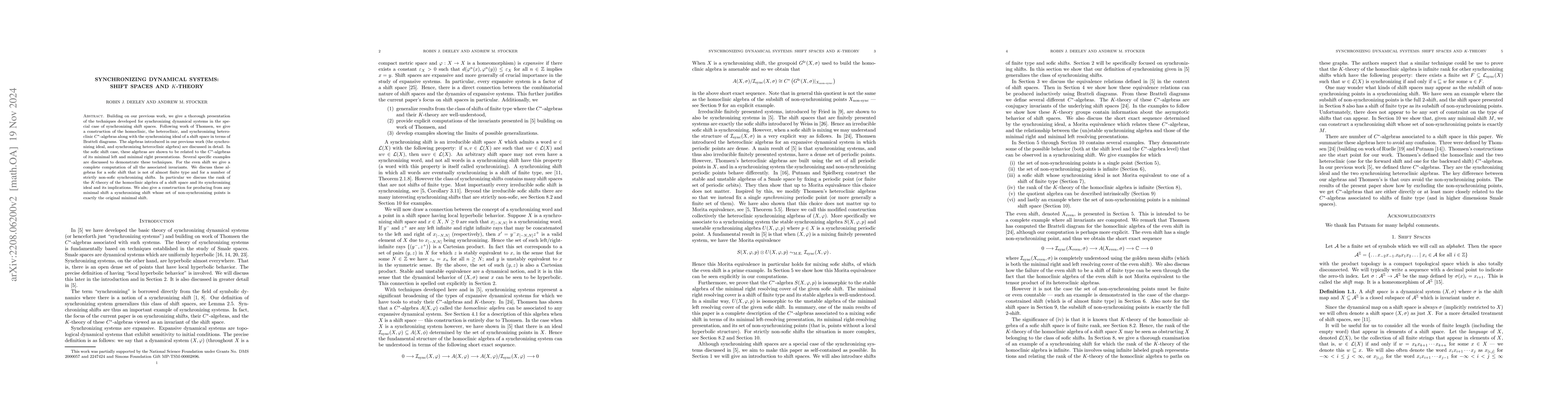 Thumbnail for Synchronizing Dynamical Systems: Shift Spaces and $K$-Theory