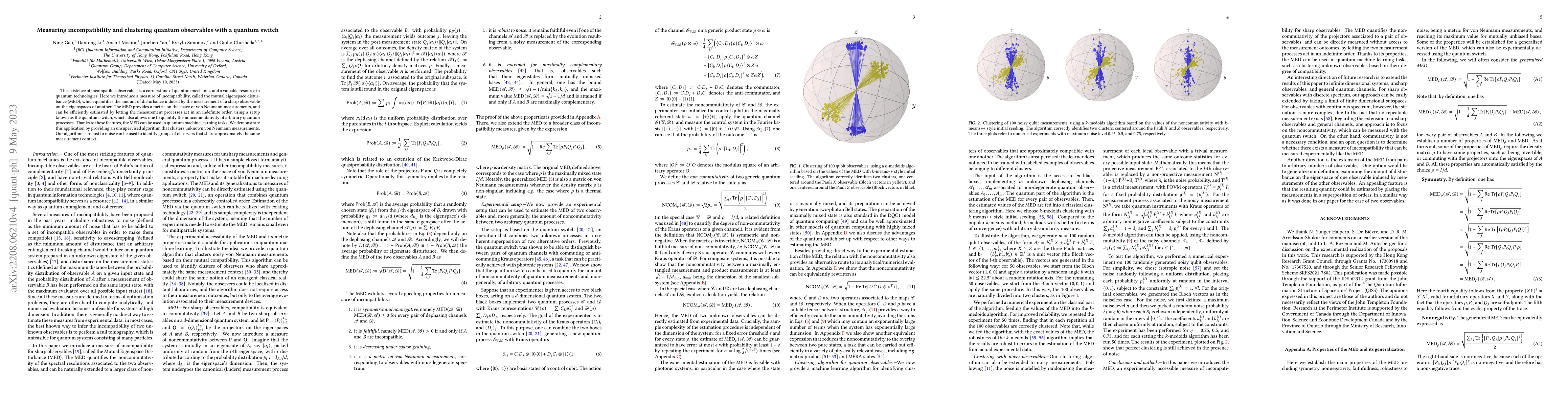 Thumbnail for Measuring incompatibility and clustering quantum observables with a
  quantum switch