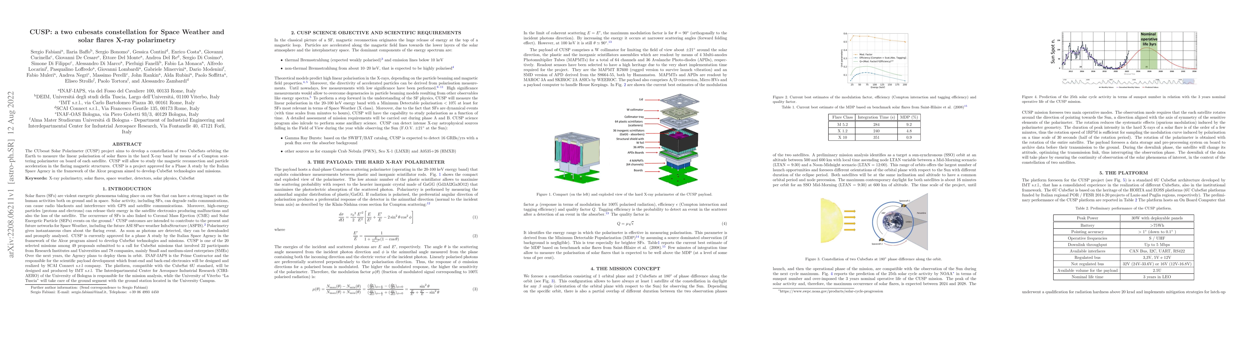 Thumbnail for CUSP: a two cubesats constellation for Space Weather and solar flares
  X-ray polarimetry