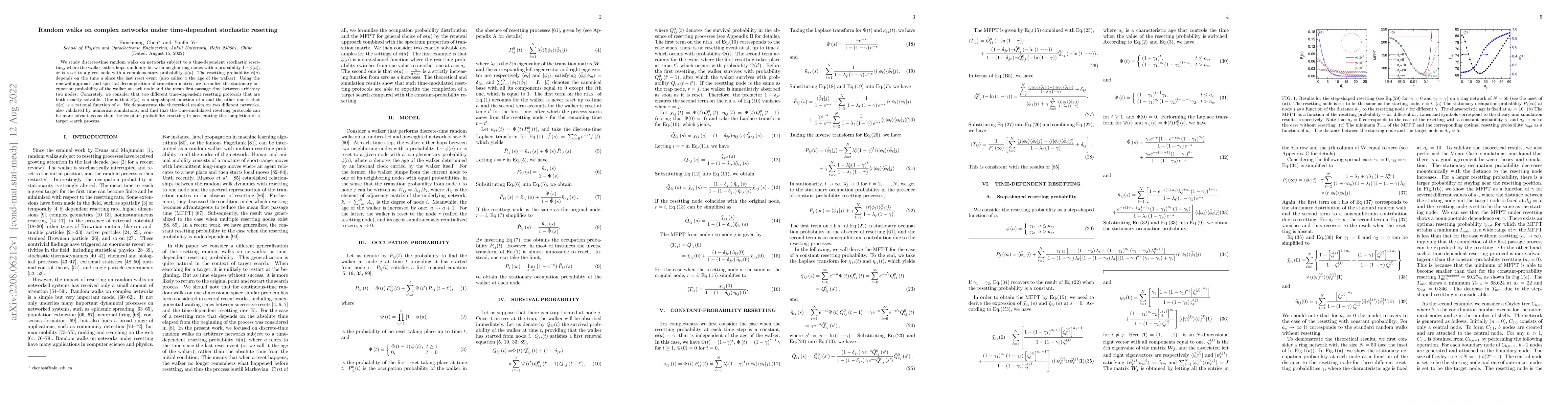 Thumbnail for Random walks on complex networks under time-dependent stochastic
  resetting