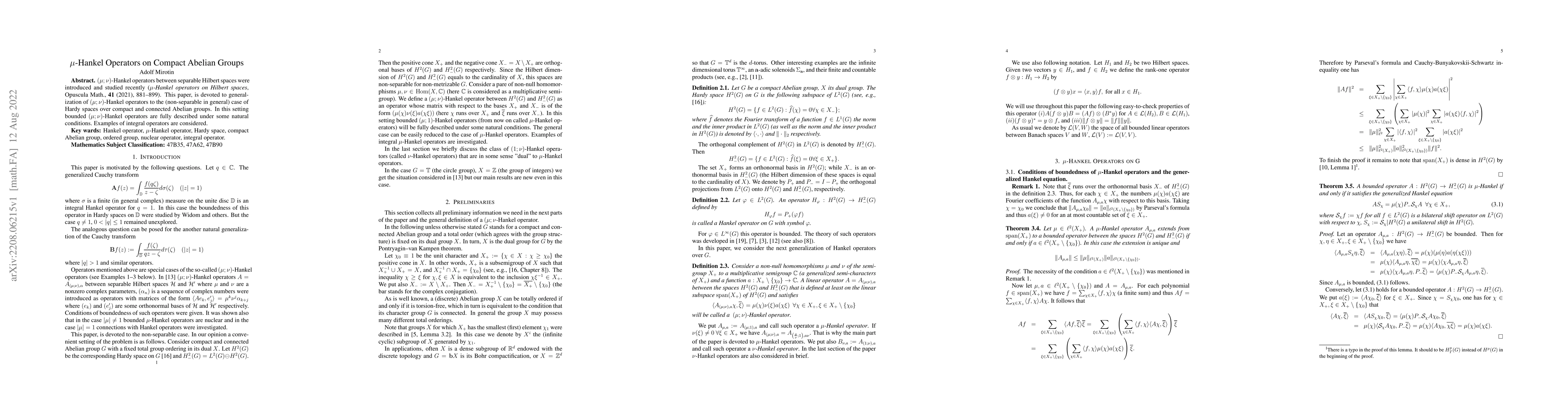Thumbnail for $\mu$-Hankel Operators on Compact Abelian Groups
