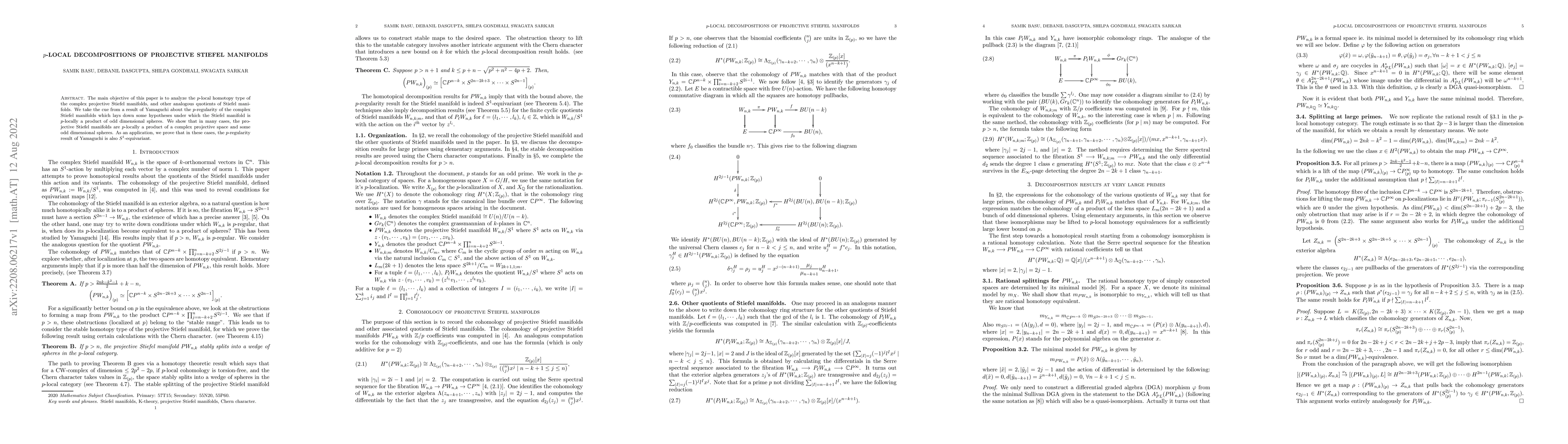 Thumbnail for $p$-local decompositions of projective Stiefel manifolds