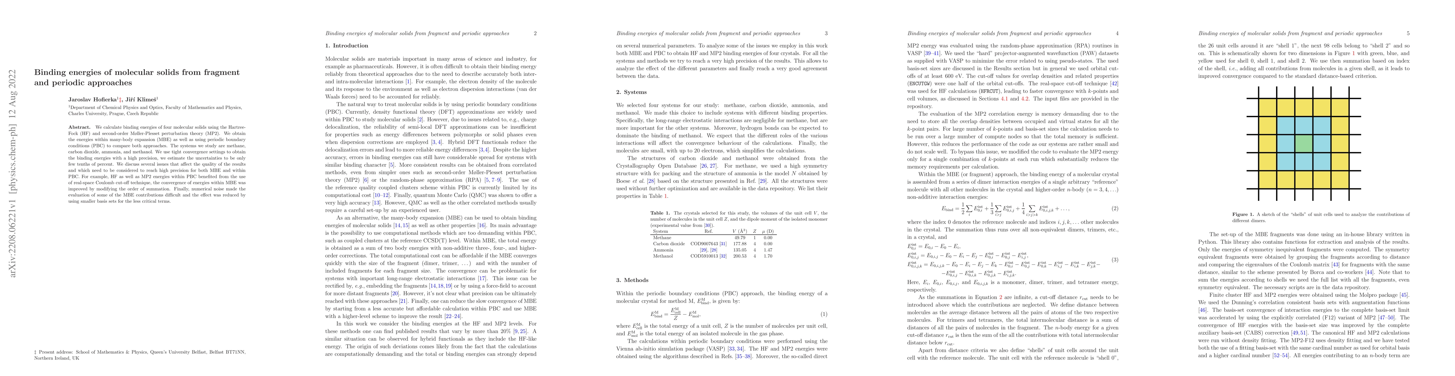 Thumbnail for Binding energies of molecular solids from fragment and periodic
  approaches