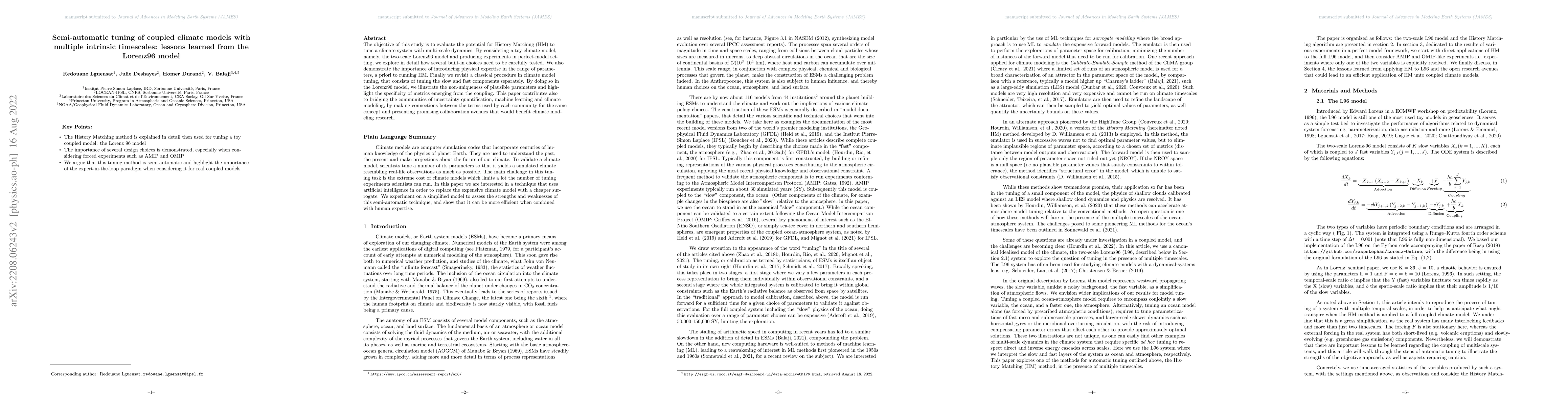 Thumbnail for Semi-automatic tuning of coupled climate models with multiple intrinsic
  timescales: lessons learned from the Lorenz96 model