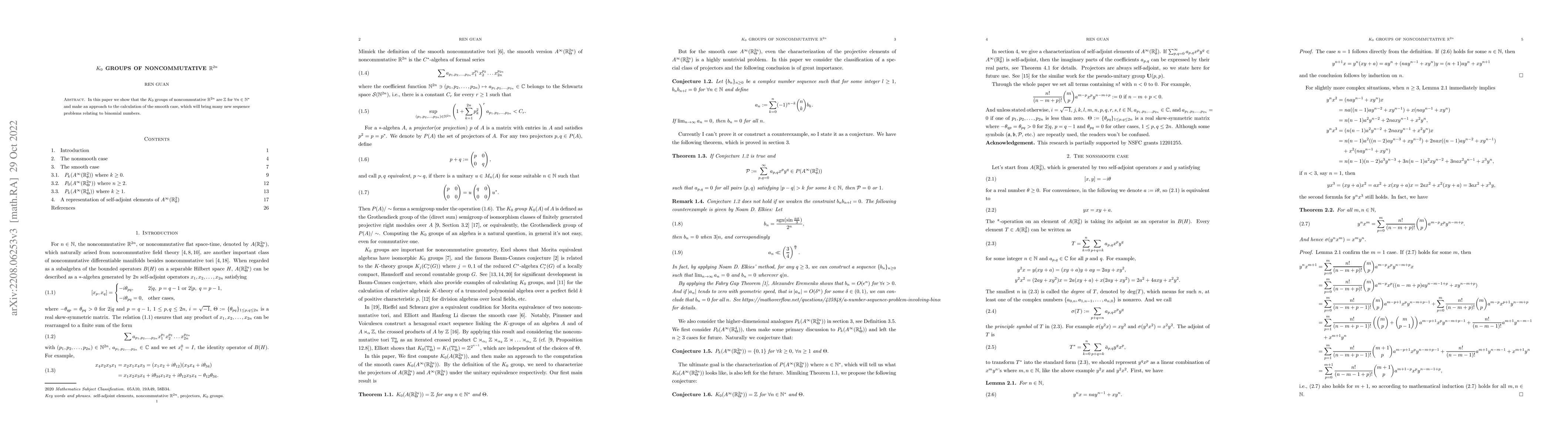 Thumbnail for $K_0$ groups of noncommutative $\mathbb{R}^{2n}$