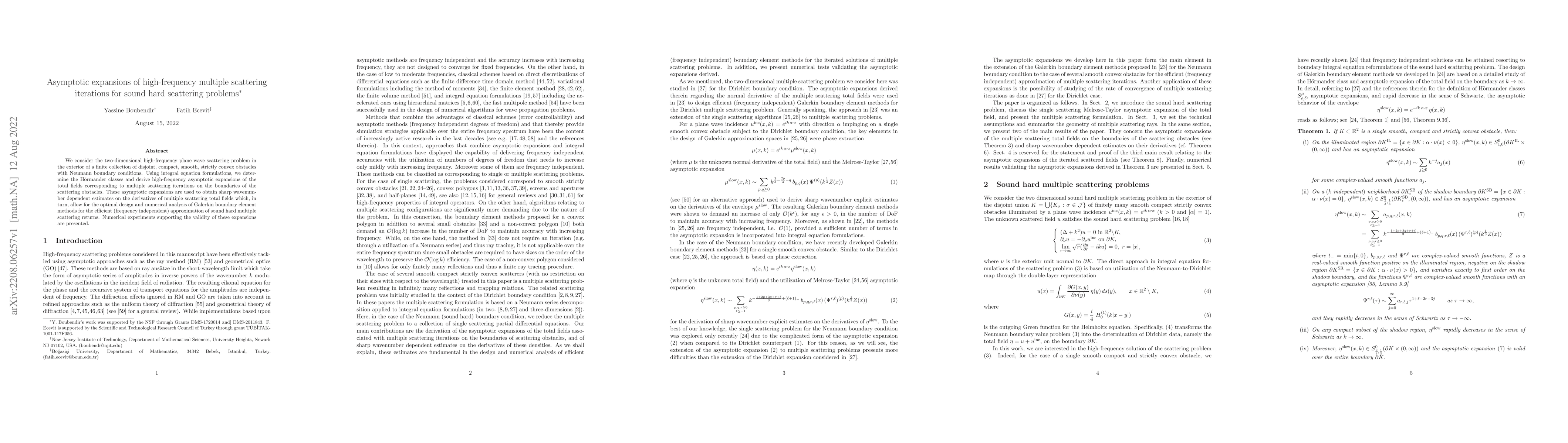 Thumbnail for Asymptotic expansions of high-frequency multiple scattering iterations
  for sound hard scattering problems