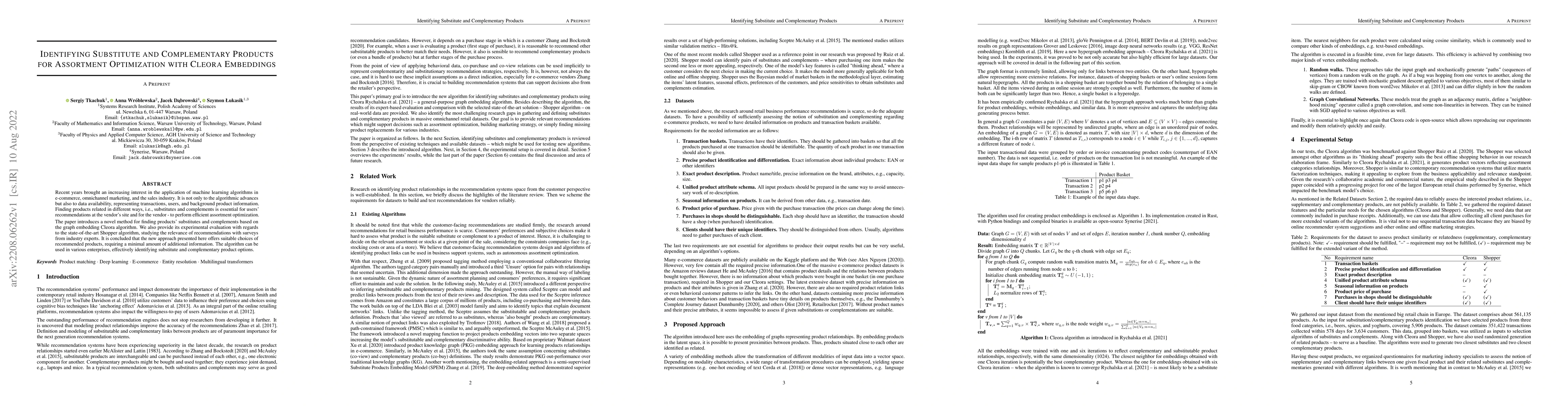 Thumbnail for Identifying Substitute and Complementary Products for Assortment
  Optimization with Cleora Embeddings