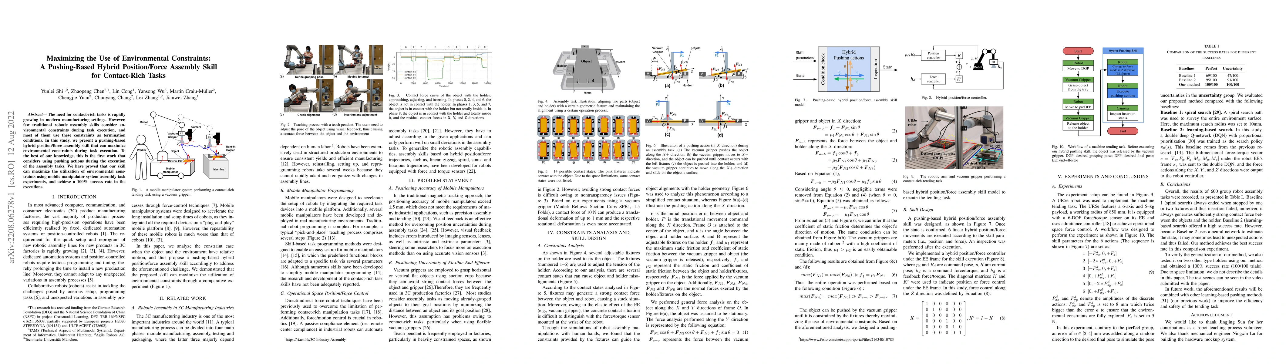 Thumbnail for Maximizing the Use of Environmental Constraints: A Pushing-Based Hybrid
  Position/Force Assembly Skill for Contact-Rich Tasks