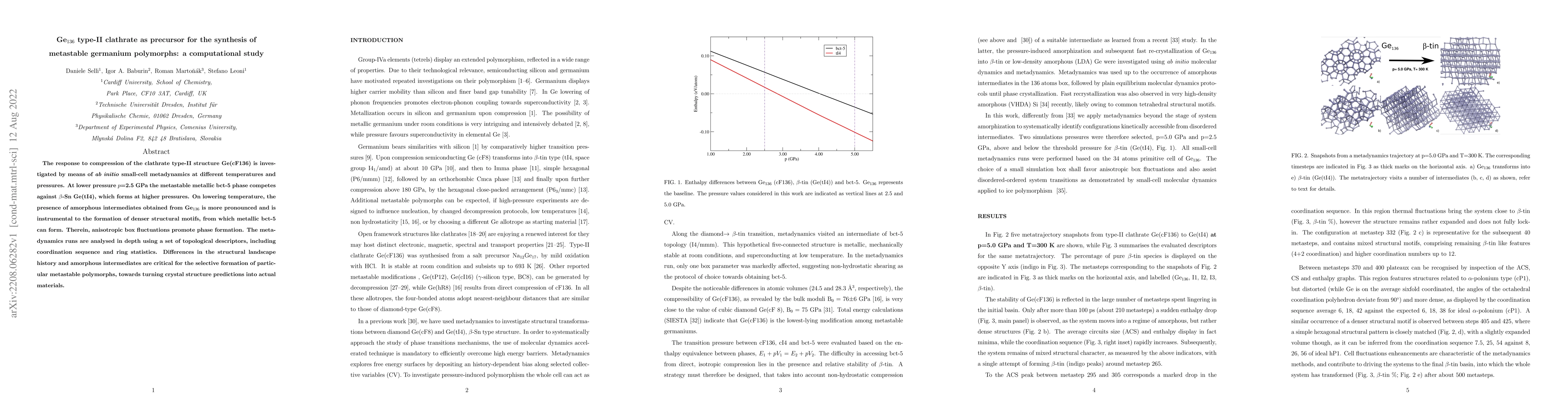 Thumbnail for Ge$_{136}$ type-II clathrate as precursor for the synthesis of
  metastable germanium polymorphs: a computational study