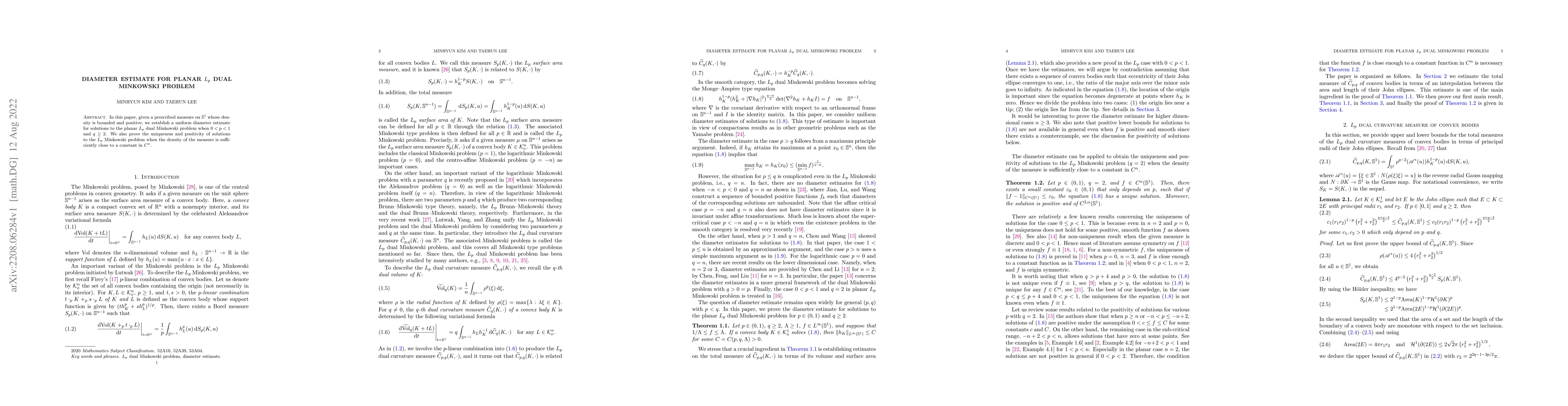 Thumbnail for Diameter estimate for planar $L_p$ dual Minkowski problem