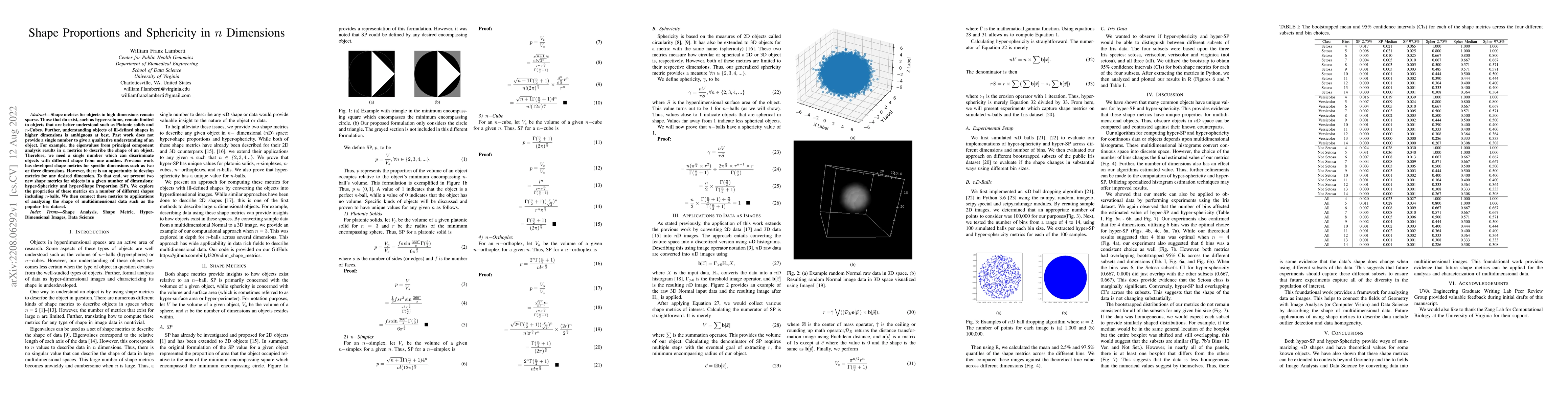 Thumbnail for Shape Proportions and Sphericity in n Dimensions