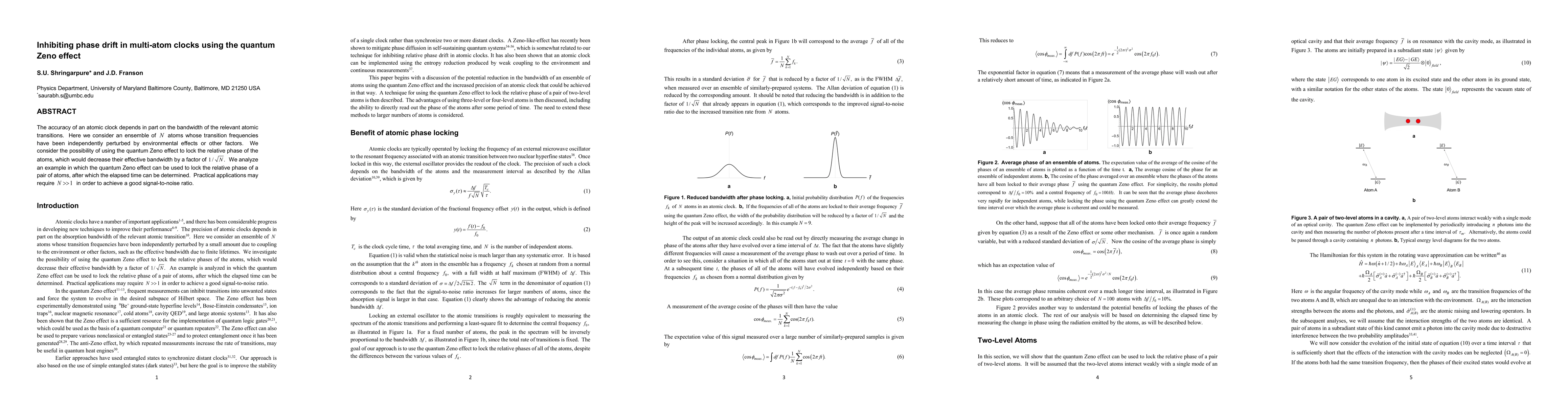 Thumbnail for Inhibiting phase drift in multi-atom clocks using the quantum Zeno
  effect