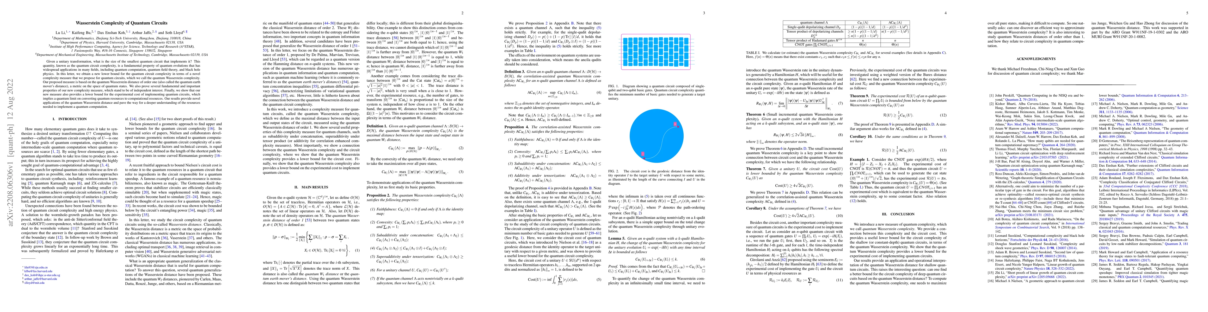 Thumbnail for Wasserstein Complexity of Quantum Circuits