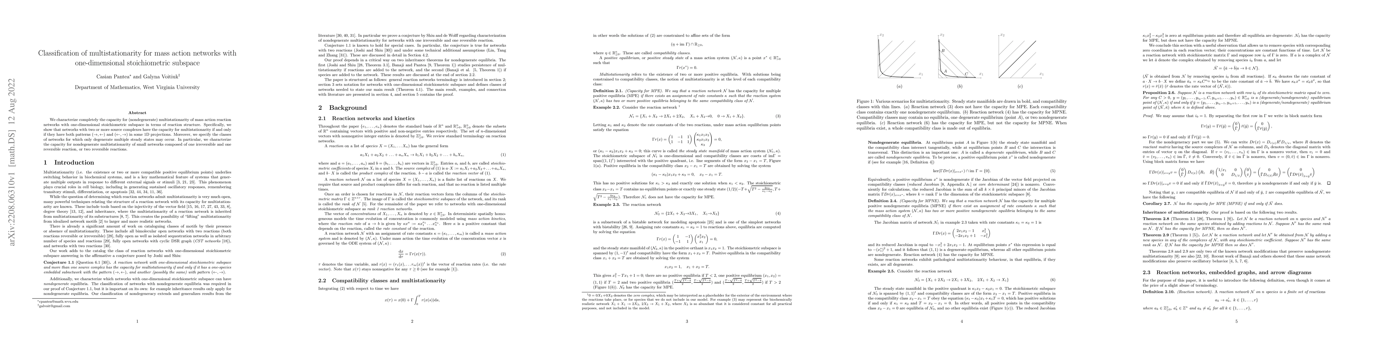 Thumbnail for Classification of multistationarity for mass action networks with
  one-dimensional stoichiometric subspace