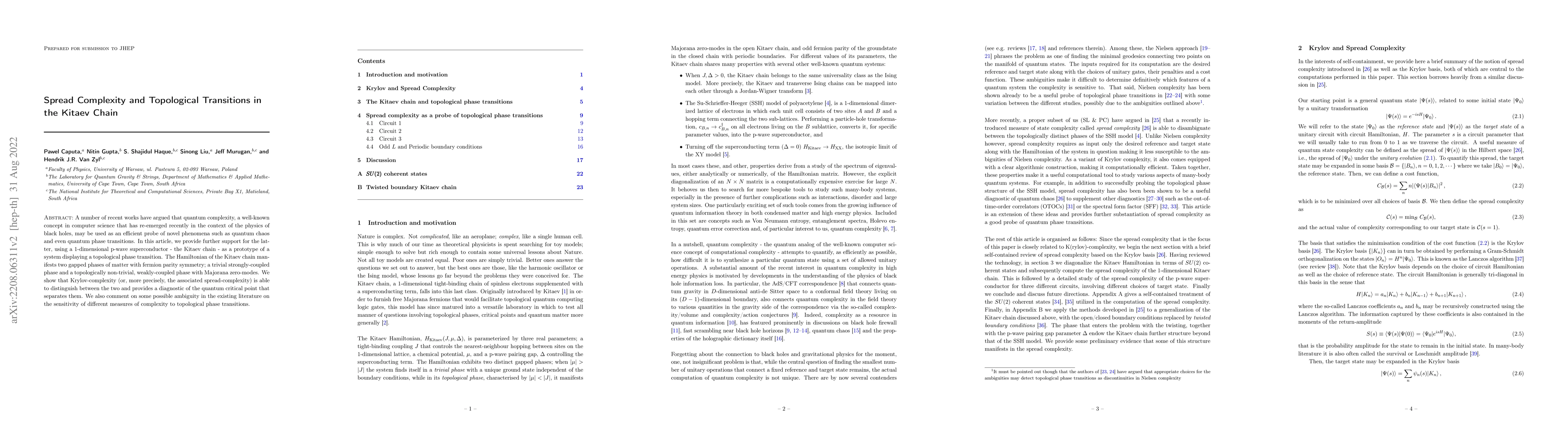 Thumbnail for Spread Complexity and Topological Transitions in the Kitaev Chain