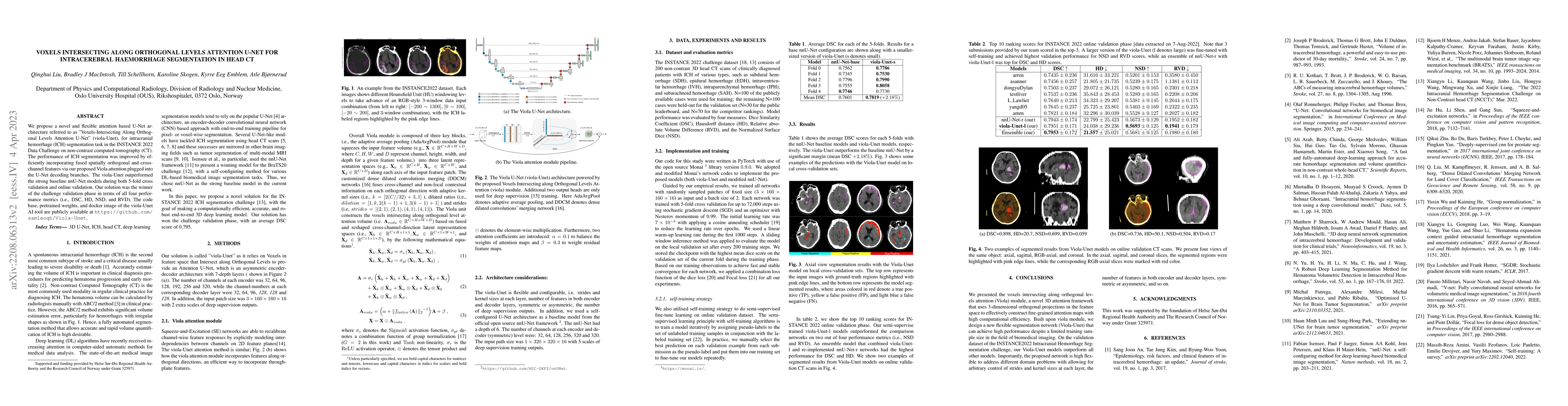 Thumbnail for Voxels Intersecting along Orthogonal Levels Attention U-Net for
  Intracerebral Haemorrhage Segmentation in Head CT
