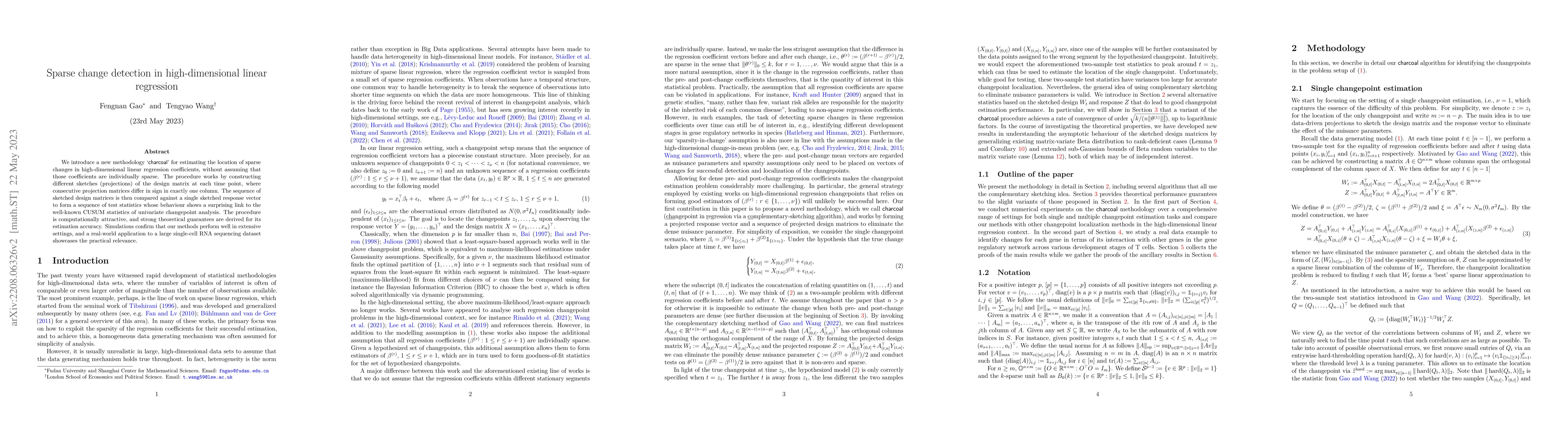Thumbnail for Sparse change detection in high-dimensional linear regression