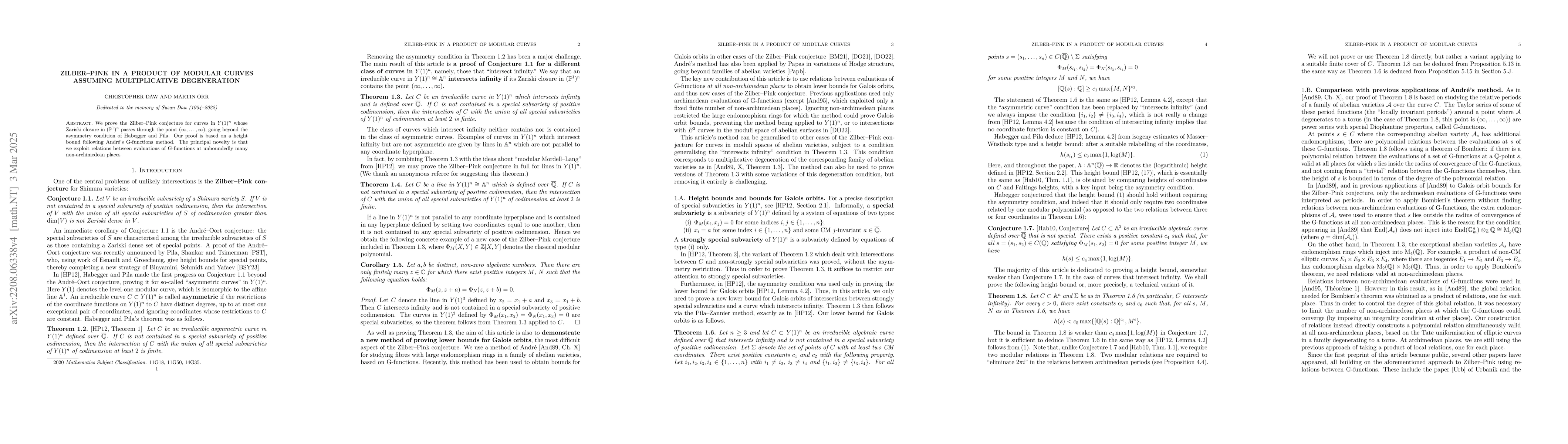 Thumbnail for Zilber-Pink in a product of modular curves assuming multiplicative
  degeneration
