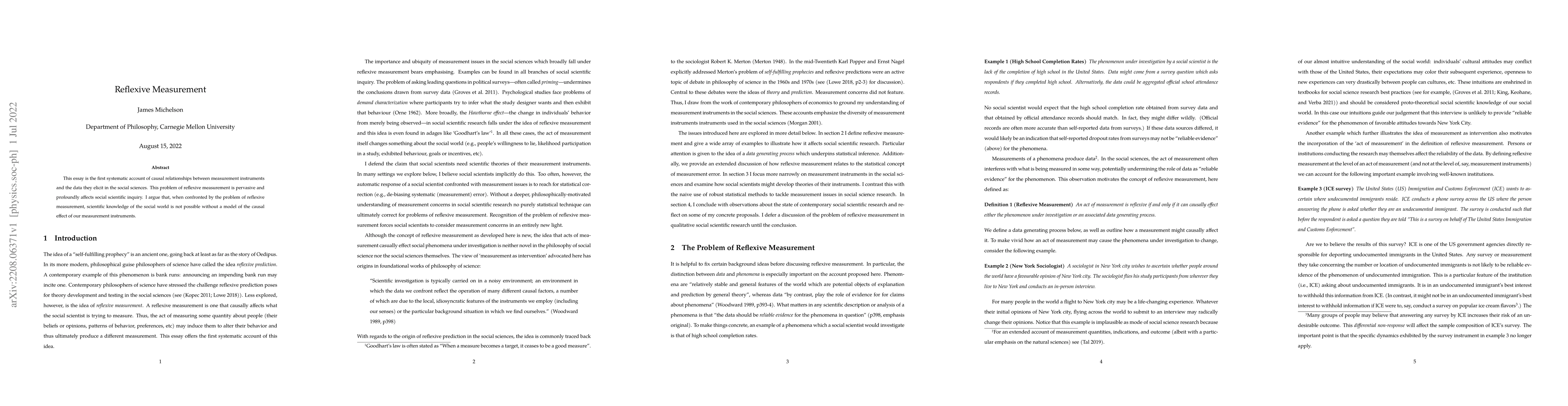 Thumbnail for Reflexive Measurement