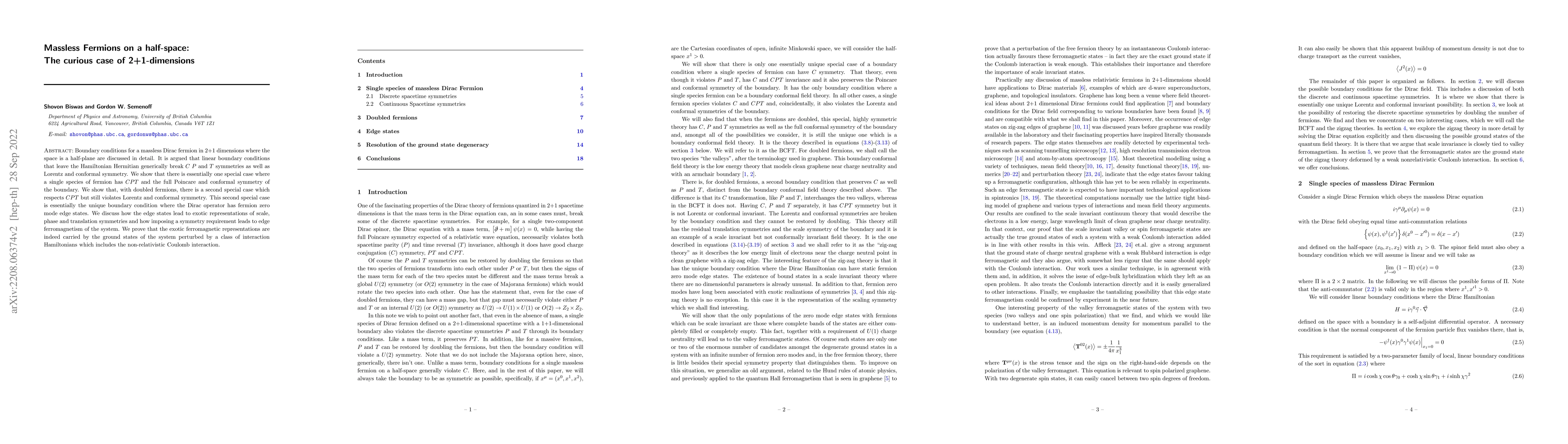 Thumbnail for Massless Fermions on a half-space: The curious case of 2+1-dimensions