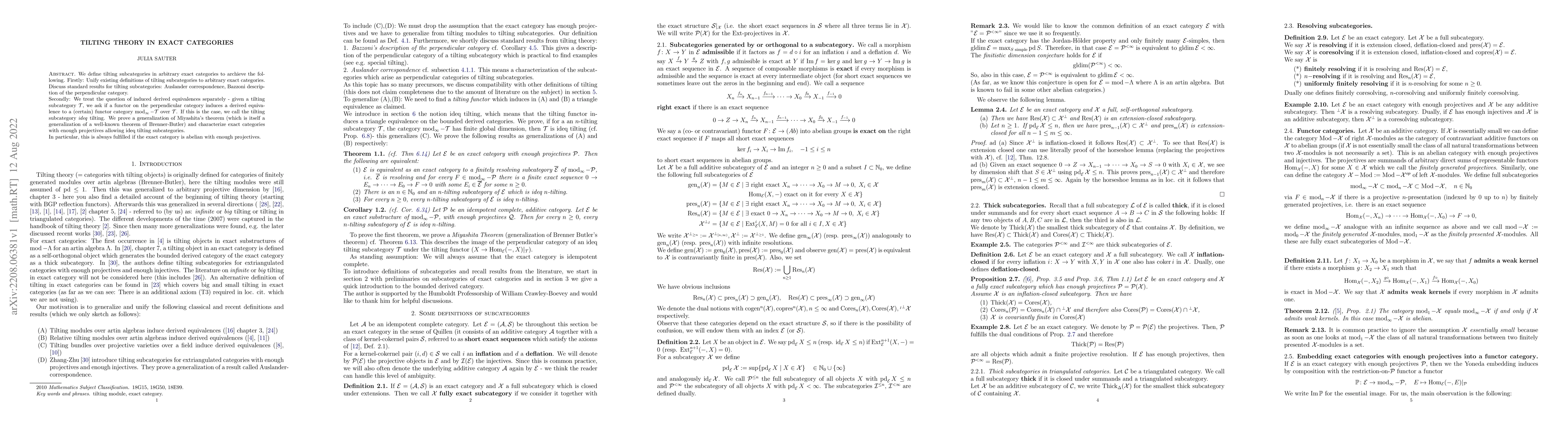 Thumbnail for Tilting Theory in exact categories