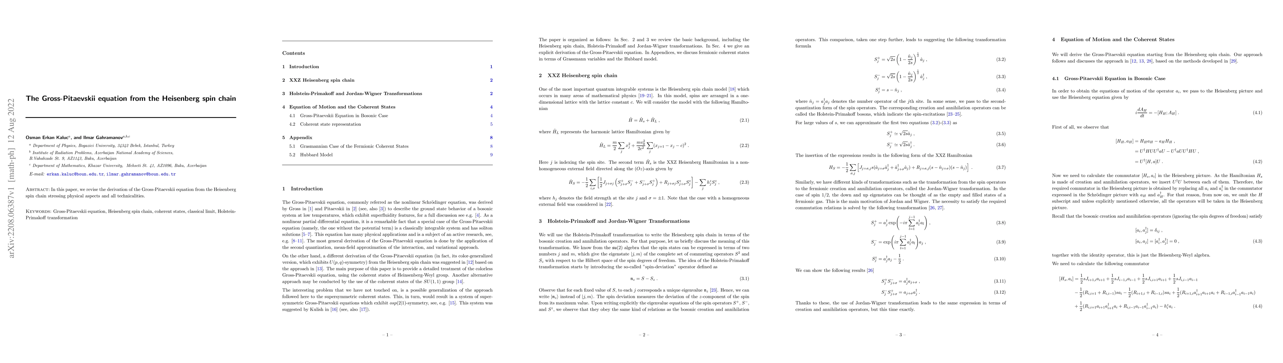 Thumbnail for The Gross-Pitaevskii equation from the Heisenberg spin chain