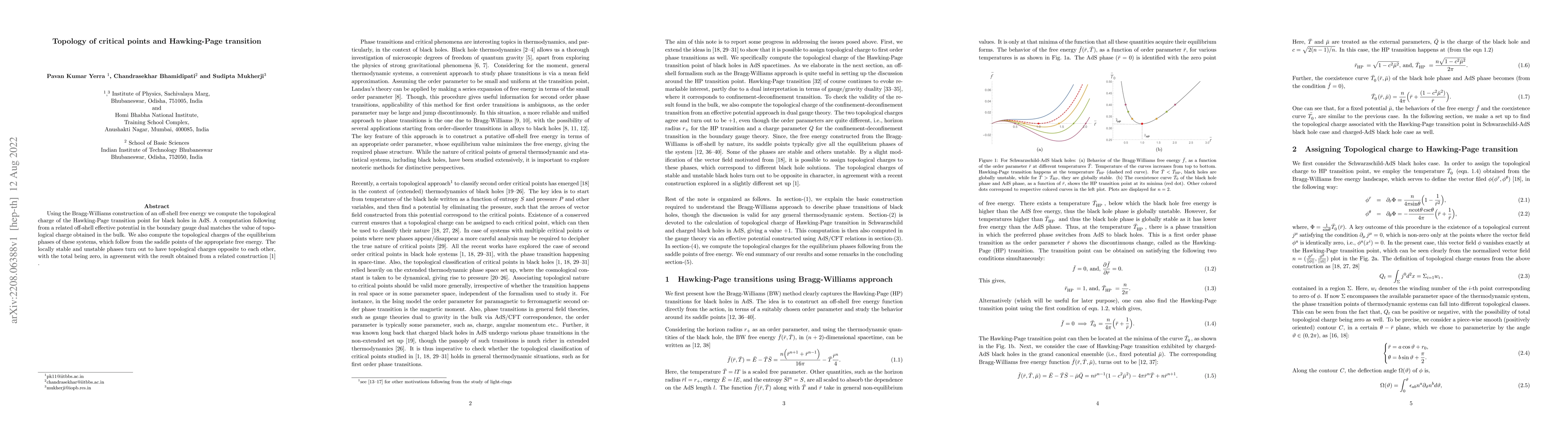 Thumbnail for Topology of critical points and Hawking-Page transition