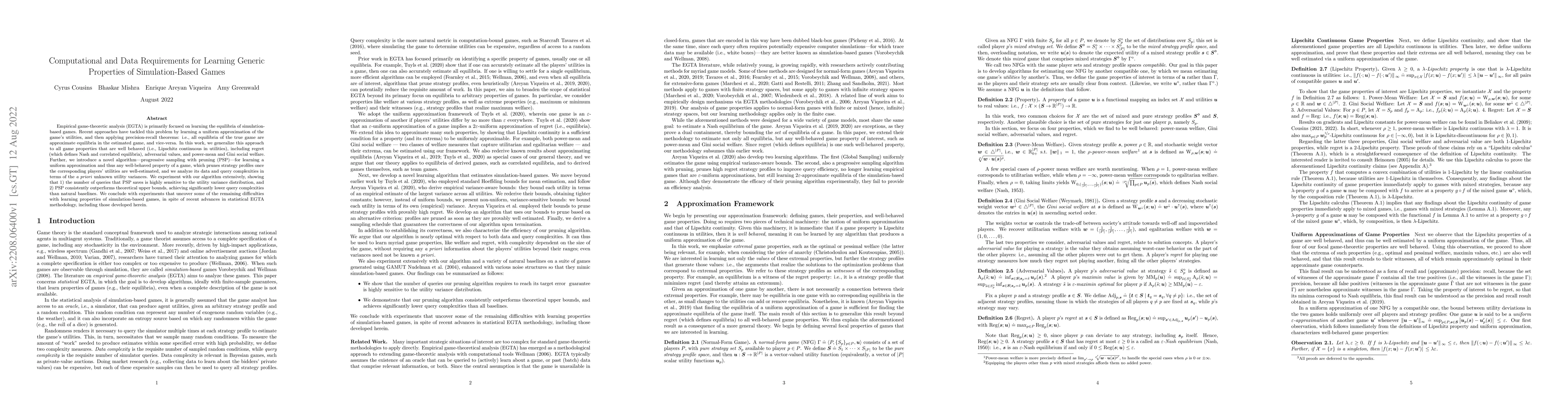 Thumbnail for Computational and Data Requirements for Learning Generic Properties of
  Simulation-Based Games