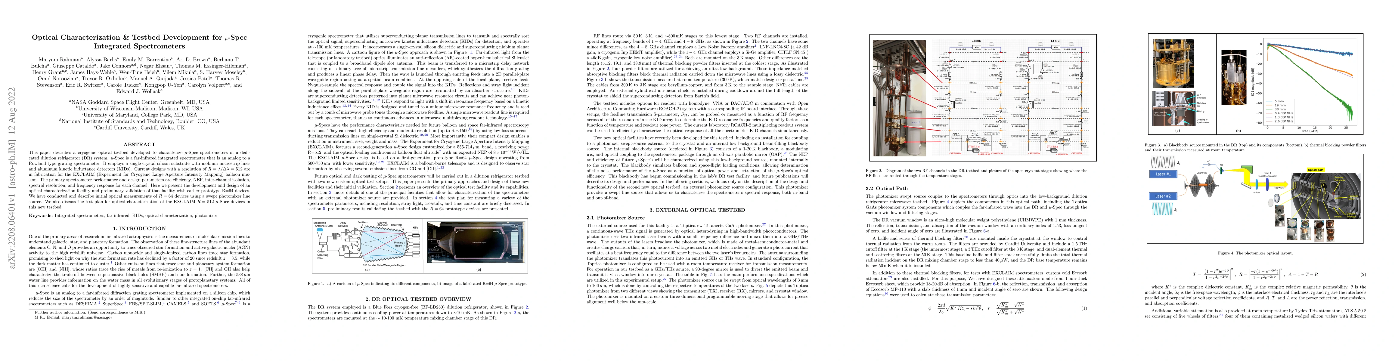Thumbnail for Optical Characterization & Testbed Development for {\mu}-Spec Integrated
  Spectrometers