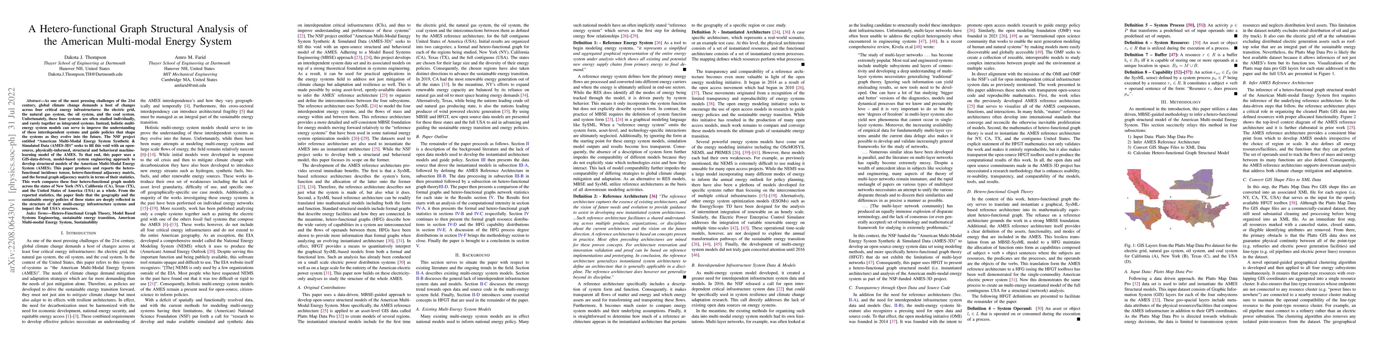 Thumbnail for A Hetero-functional Graph Structural Analysis of the American
  Multi-modal Energy System