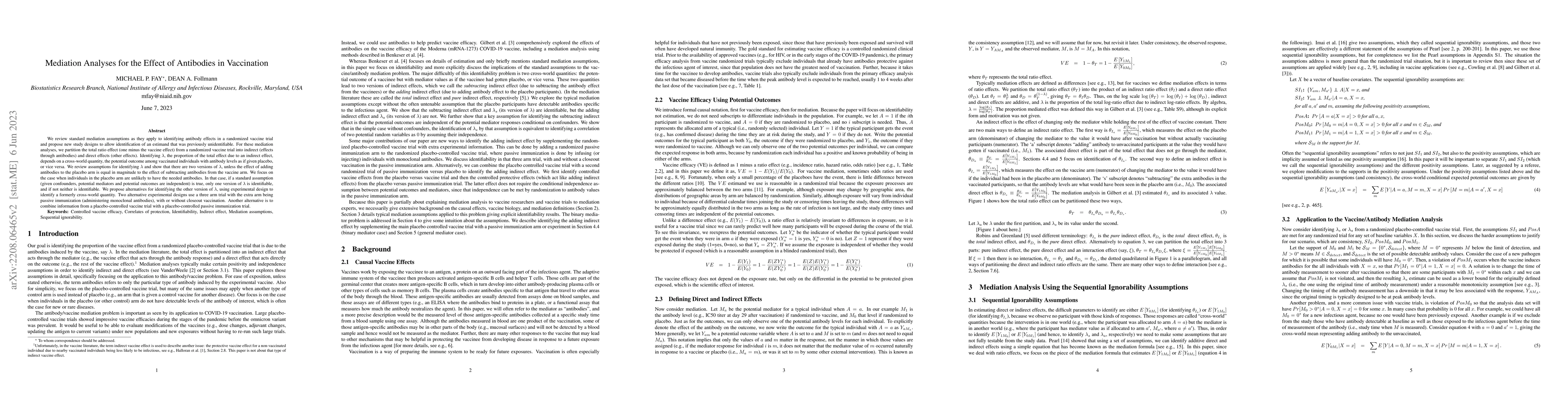 Thumbnail for Mediation Analyses for the Effect of Antibodies in Vaccination