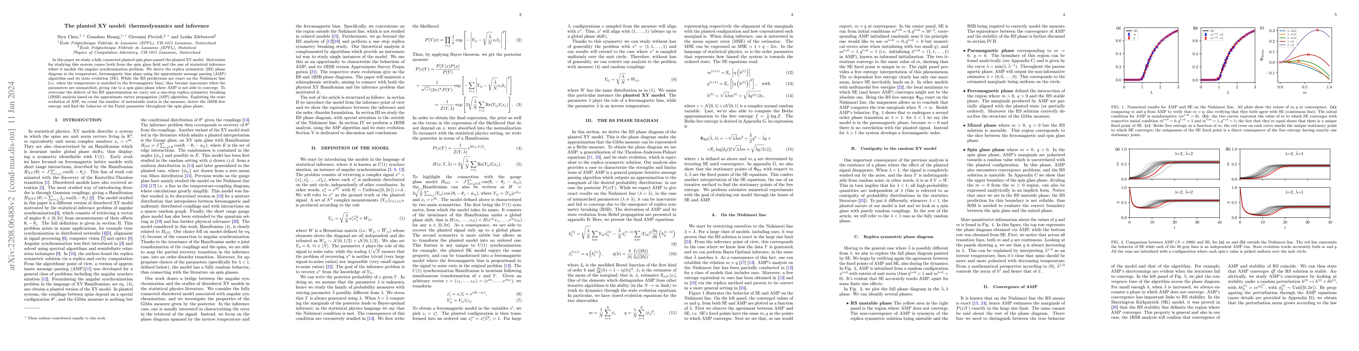 Thumbnail for The planted XY model: thermodynamics and inference