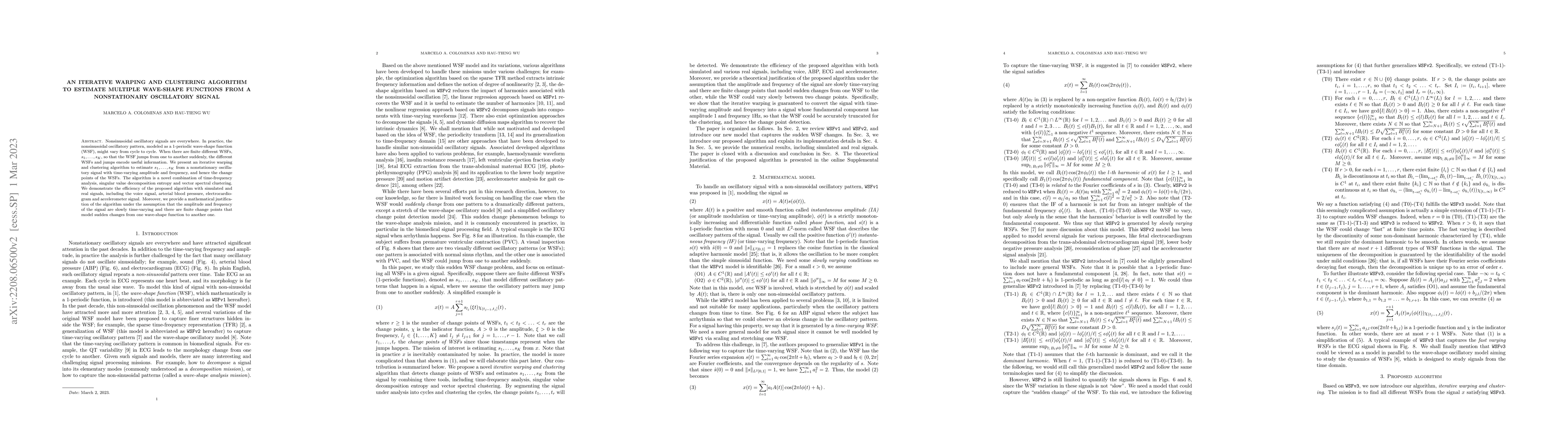 Thumbnail for An iterative warping and clustering algorithm to estimate multiple
  wave-shape functions from a nonstationary oscillatory signal