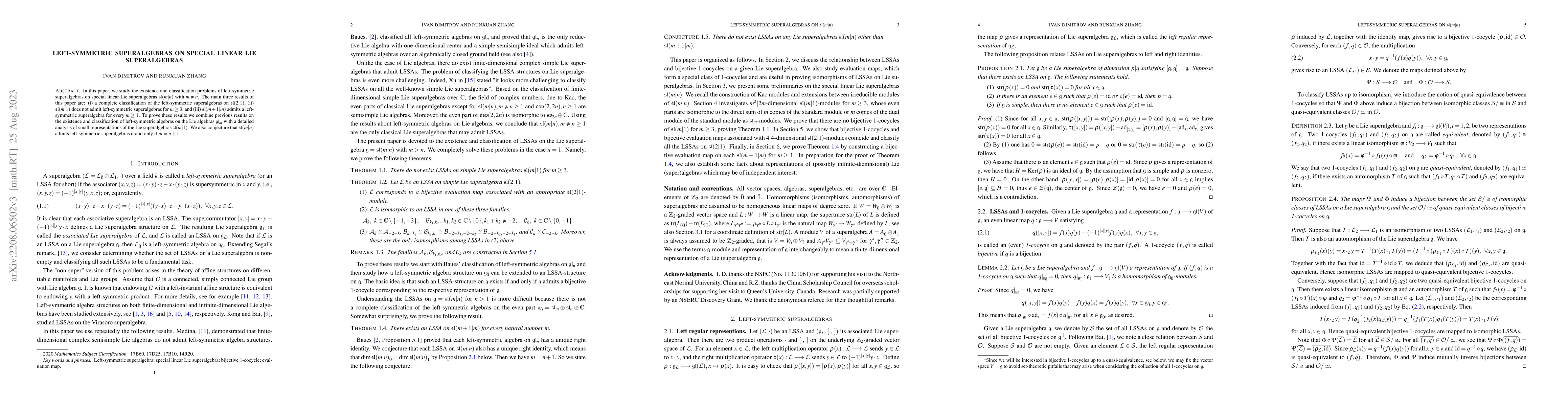 Thumbnail for Left-symmetric Superalgebras on Special Linear Lie Superalgebras