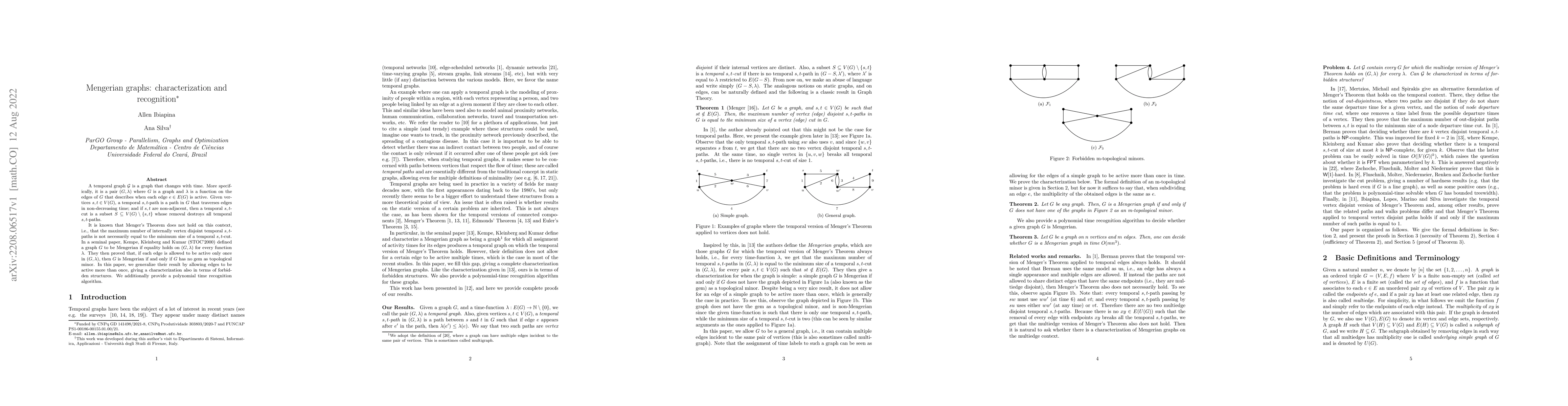 Thumbnail for Mengerian graphs: characterization and recognition