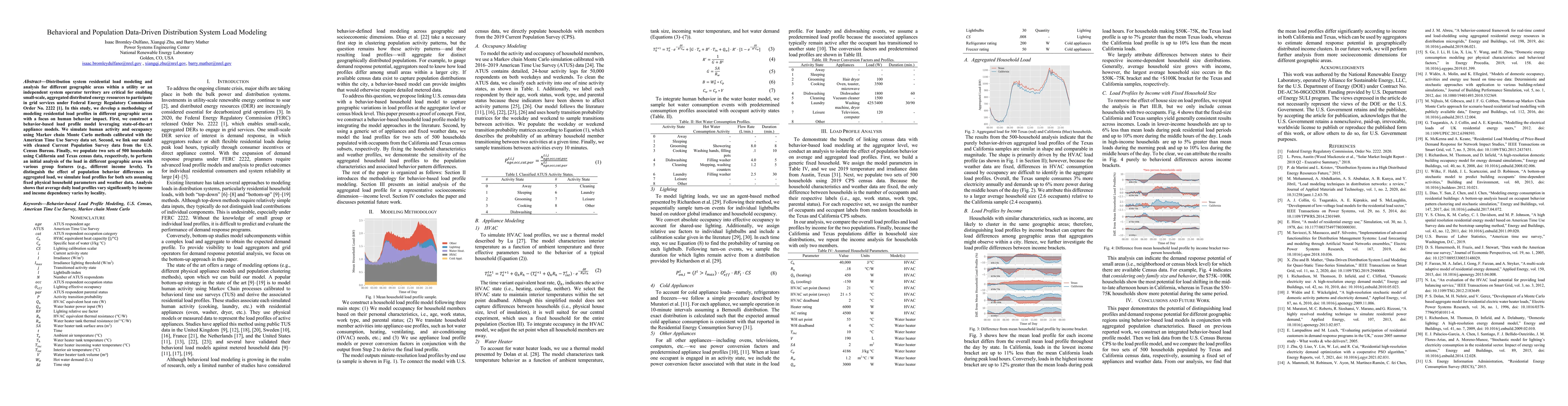 Thumbnail for Behavioral and Population Data Driven Distribution System Load Modeling
