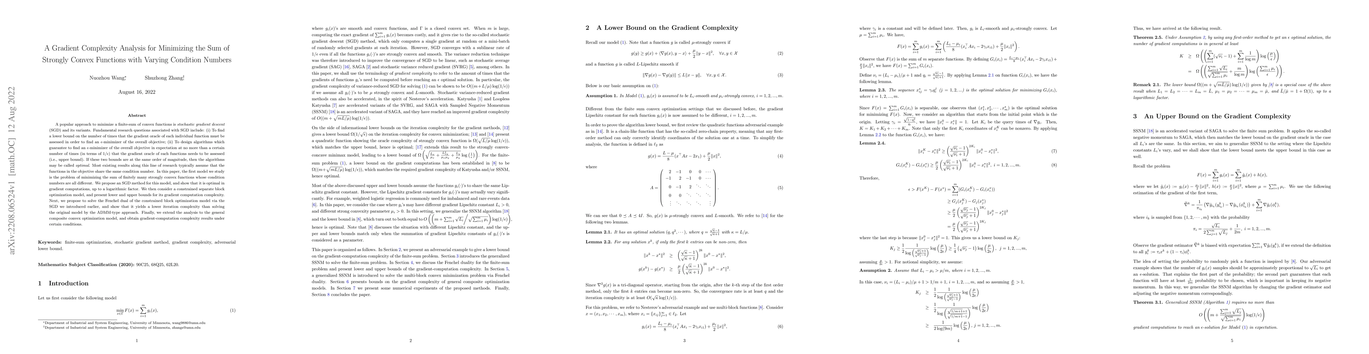 Thumbnail for A Gradient Complexity Analysis for Minimizing the Sum of Strongly Convex
  Functions with Varying Condition Numbers