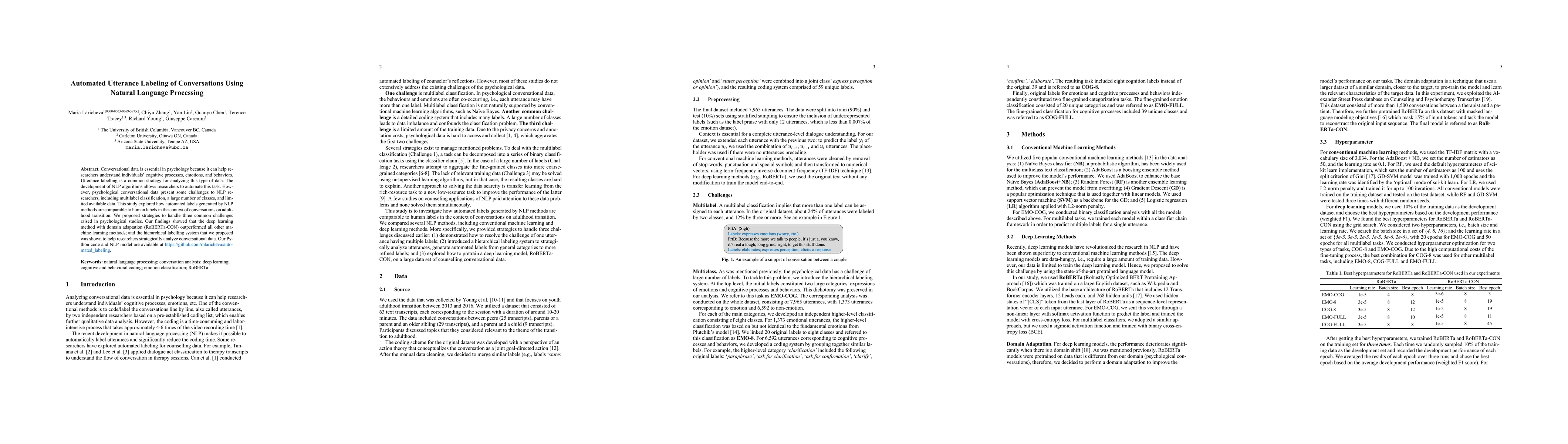 Thumbnail for Automated Utterance Labeling of Conversations Using Natural Language
  Processing