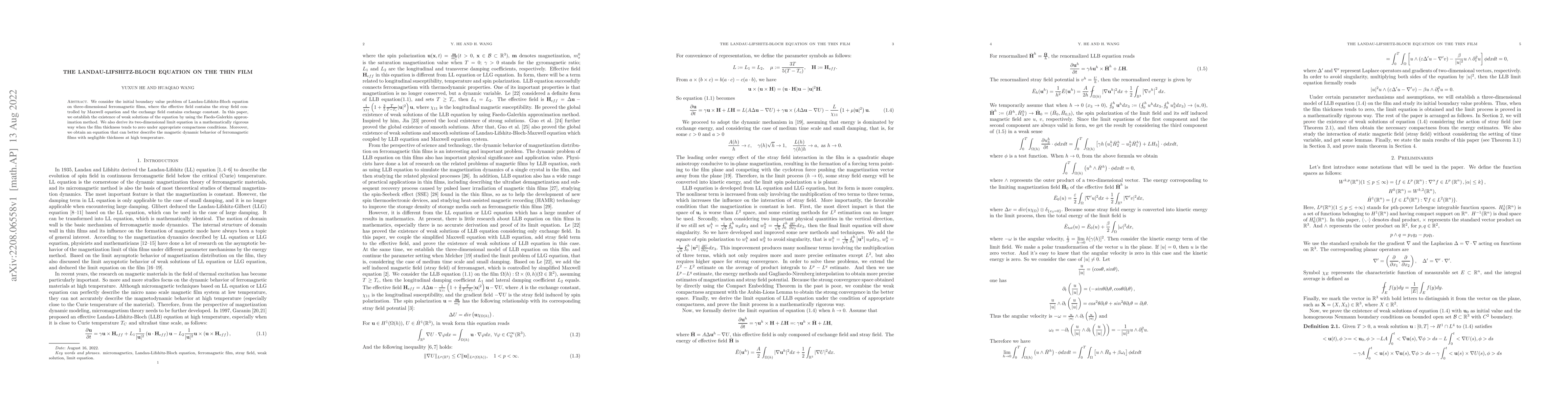 Thumbnail for The Landau-Lifshitz-Bloch equation on the thin film
