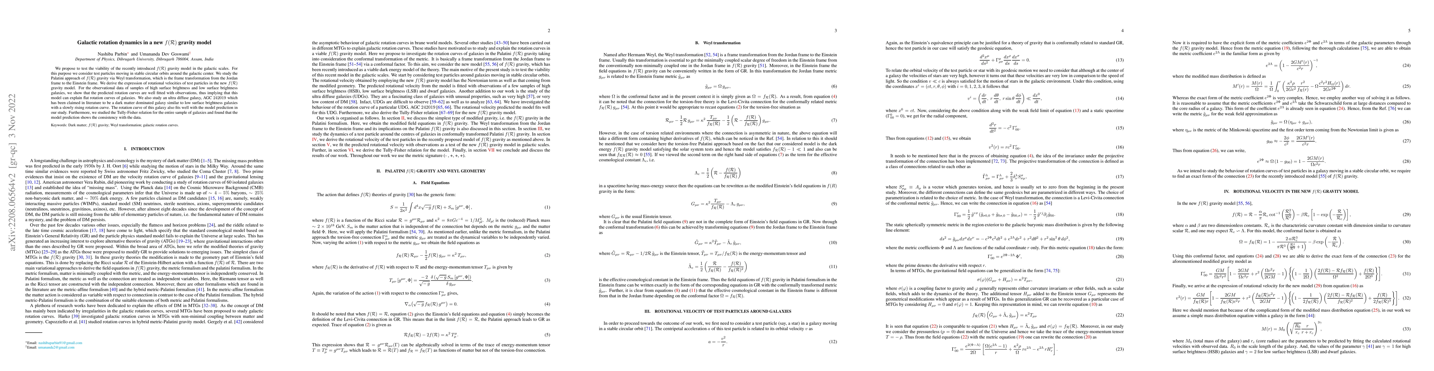 Thumbnail for Galactic rotation dynamics in a new $f(\mathcal{R})$ gravity model