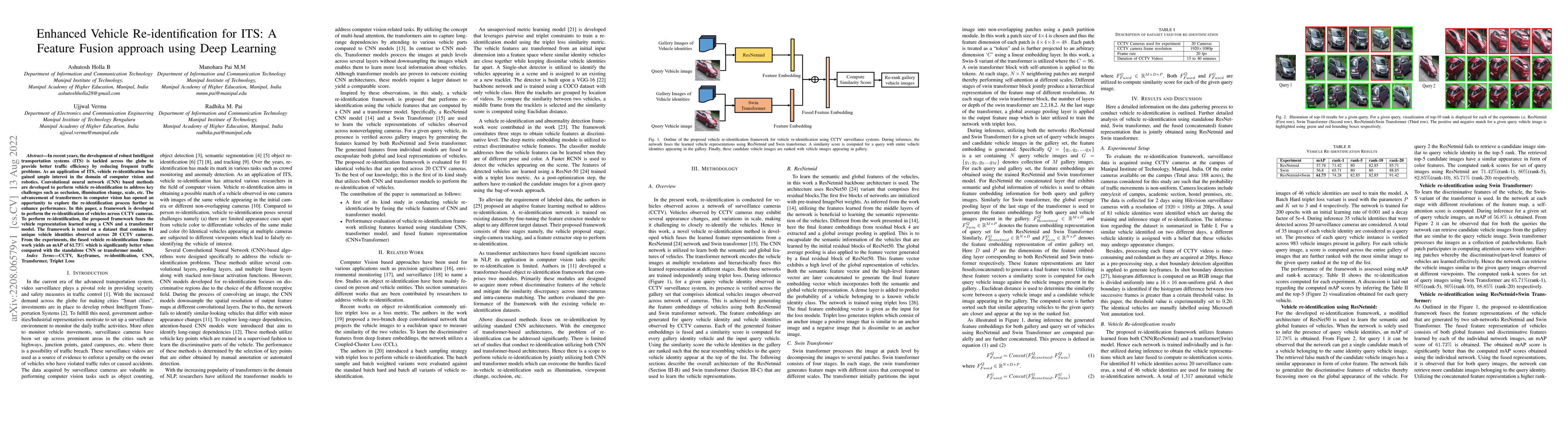 Thumbnail for Enhanced Vehicle Re-identification for ITS: A Feature Fusion approach
  using Deep Learning