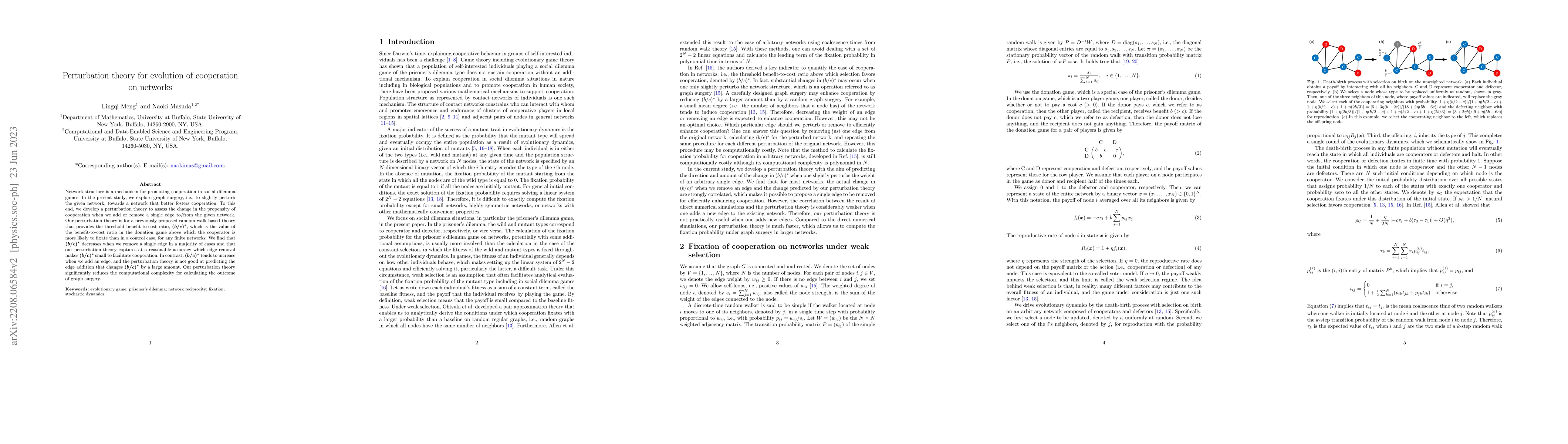 Thumbnail for Perturbation theory for evolution of cooperation on networks