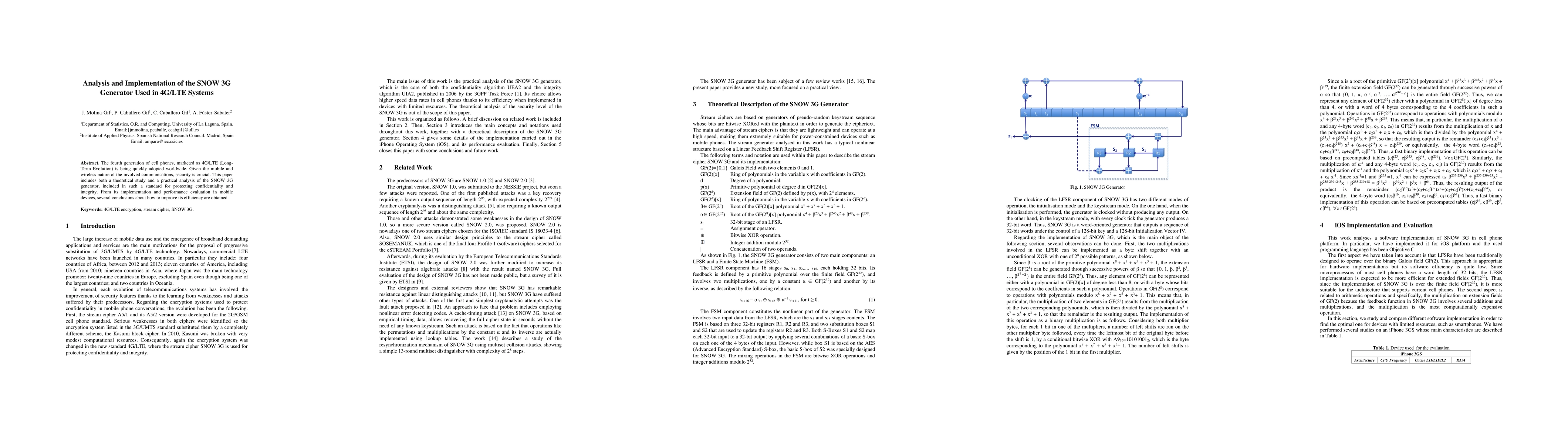 Thumbnail for Analysis and implementation of the SNOW 3G generator used in 4G/LTE
  systems
