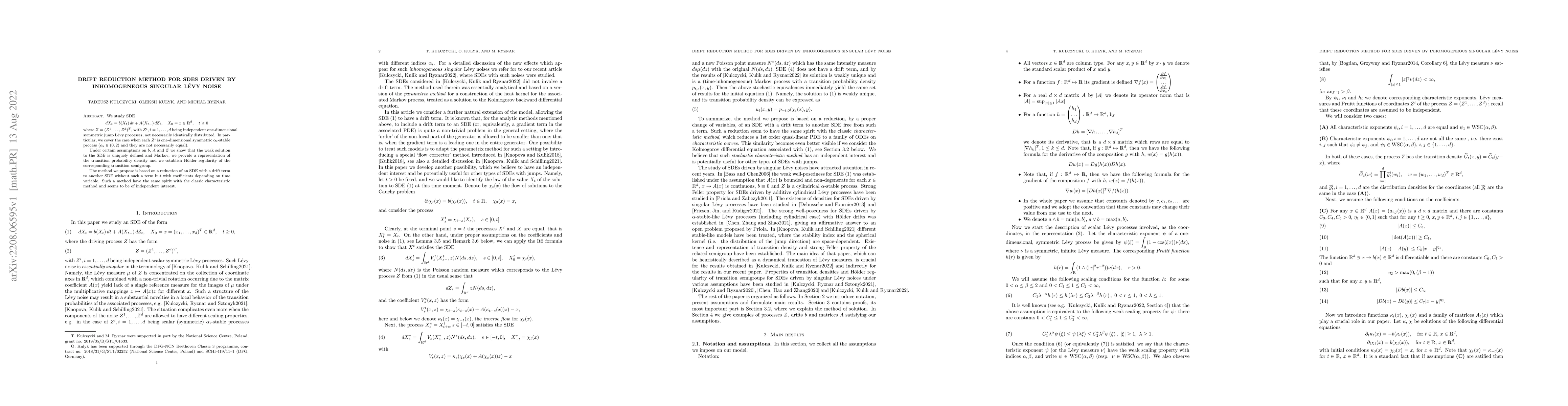 Thumbnail for Drift reduction method for SDEs driven by inhomogeneous singular
  L{\'e}vy noise