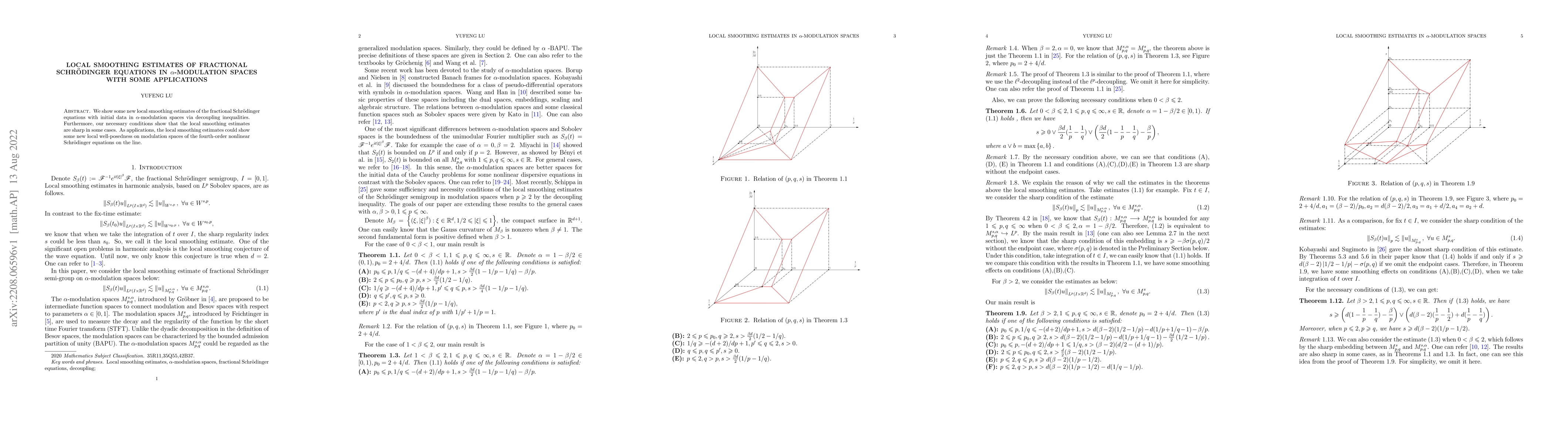 Thumbnail for Local smoothing estimates of fractional Schr\"odinger equations in
  $\alpha$-modulation spaces with some applications